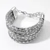 Fashnzfab Baguette Stone Embellished Chunky Chain Strand Bracelet Clear, Rhodium In Multi