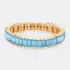 Fashnzfab Baguette Stone Stretch Evening Bracelet Aqua In Blue