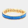 Fashnzfab Baguette Stone Stretch Evening Bracelet Blue In Blue