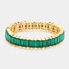 Fashnzfab Baguette Stone Stretch Evening Bracelet Green In Green