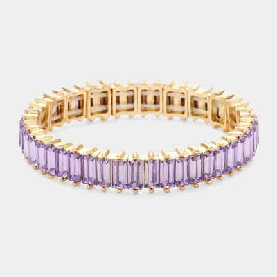 Fashnzfab Baguette Stone Stretch Evening Bracelet Lavender In Purple
