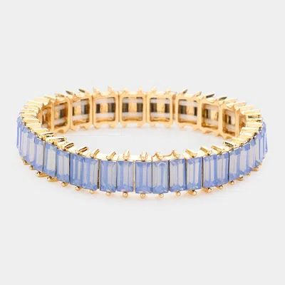 Fashnzfab Baguette Stone Stretch Evening Bracelet Light Blue