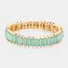 Fashnzfab Baguette Stone Stretch Evening Bracelet Mint In Green