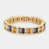 Fashnzfab Baguette Stone Stretch Evening Bracelet Multi In Multi