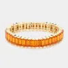 Fashnzfab Baguette Stone Stretch Evening Bracelet Orange In Orange