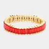 Fashnzfab Baguette Stone Stretch Evening Bracelet Red In Red
