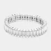 Fashnzfab Baguette Stone Stretch Evening Bracelet Silver In Silver
