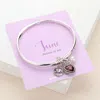 Fashnzfab Balance Joy June Heart Birthday Stone Charm Bracelet Antique Silver, Purple In Multi