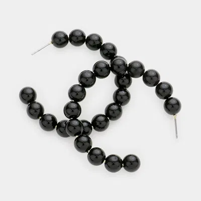 Fashnzfab Ball Cluster Hoop Earrings In Black