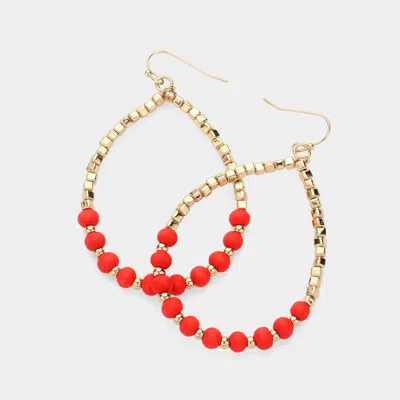 Fashnzfab Ball Metal Beaded Open Teardrop Dangle Earrings In Gold