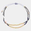 Fashnzfab Ball Pointed Beaded Adjustable Cinch Pull Tie Bracelet Gray In Gray