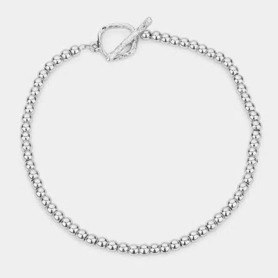 Fashnzfab Ball Toggle Bracelet Rhodium In Metallic