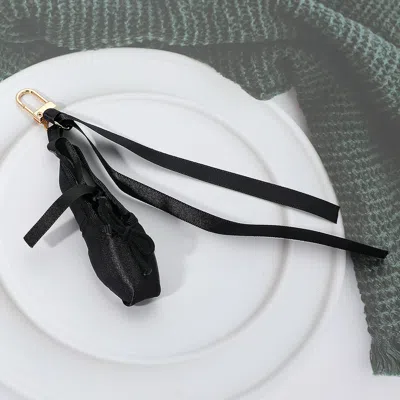 Fashnzfab Ballet Shoe Ribbon Keychain Bag Charm In Black