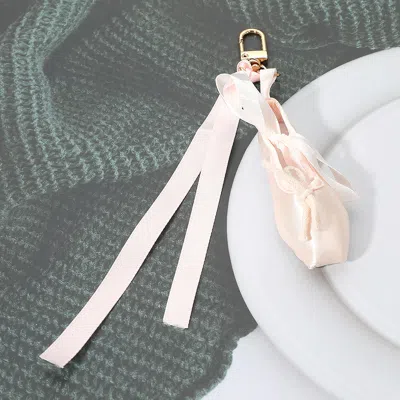 Fashnzfab Ballet Shoe Ribbon Keychain Bag Charm In Pink