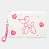 Fashnzfab Balloon Dog Heart Beaded Wristlet Clutch Bag In Pink