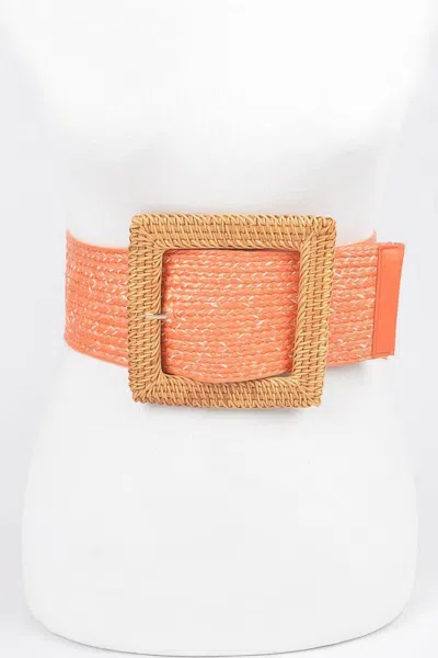 Fashnzfab Bamboo Buckle Wide Stretch Belt In Pink