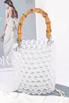 Fashnzfab Bamboo Handle Transparent Bead Chic Tote Bag In Multi