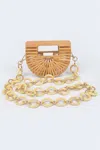 Fashnzfab Bamboo Oversized Chain Bag In Green