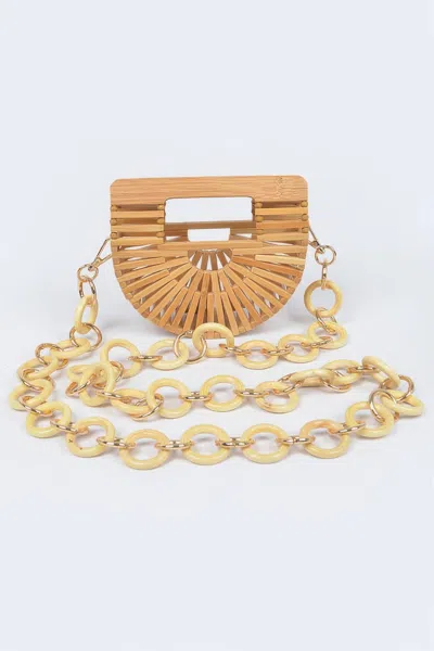 Fashnzfab Bamboo Oversized Chain Bag In Green