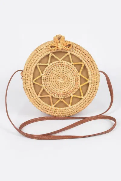 Fashnzfab Bamboo Round Crossbody Bag In White