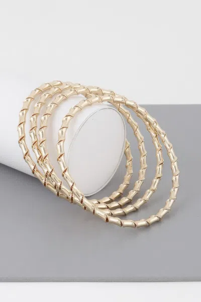 Fashnzfab Bamboo Twist Bracelet In Gold