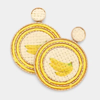 Fashnzfab Banana Detail Straw Earrings In Multi