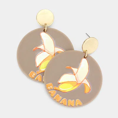 Fashnzfab Banana Printed Resin Round Dangle Earrings In Multi