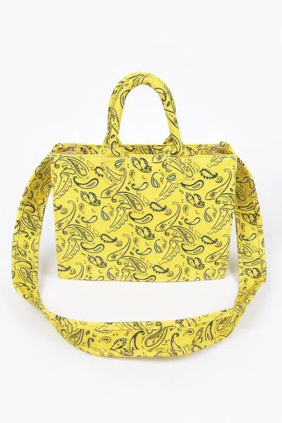 Fashnzfab Bandana Medium Tote W/wide Strap In Yellow