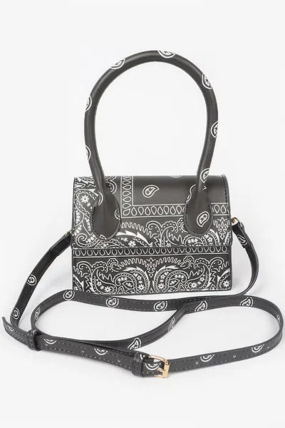 Fashnzfab Bandana Single Handle Flap Crossbody Bag In Black