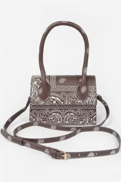Fashnzfab Bandana Single Handle Flap Crossbody Bag In Brown