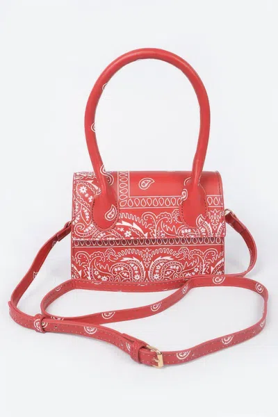 Fashnzfab Bandana Single Handle Flap Crossbody Bag In Red