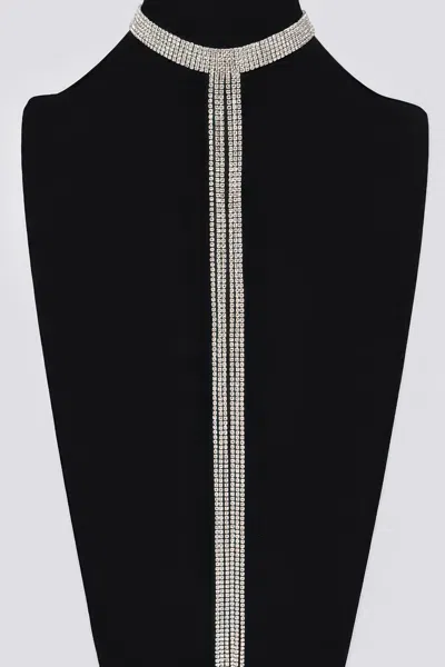Fashnzfab Bar Line Rhinestone Choker Necklace In Orange