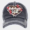 Fashnzfab Baseball Babe Leopard Patterned Heart Vintage Baseball Cap In Black
