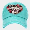 Fashnzfab Baseball Babe Leopard Patterned Heart Vintage Baseball Cap In Blue