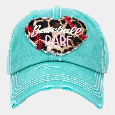 Fashnzfab Baseball Babe Leopard Patterned Heart Vintage Baseball Cap In Blue