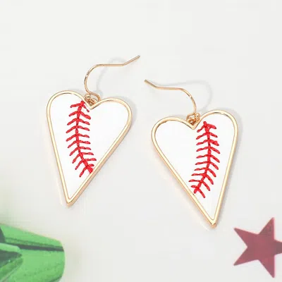 Fashnzfab Baseball Heart Charm Drop Dangle Earrings In Multi