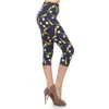 Fashnzfab Baseball Printed, High Waisted Capri Leggings In A Fitted Style With An Elastic Waistband In Multi