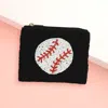 Fashnzfab Baseball Seed Beaded Mini Pouch Bag In Black