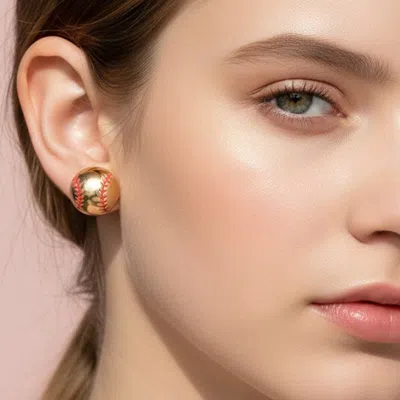 Fashnzfab Baseball Stud Earrings In Gold