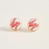 Fashnzfab Baseball Stud Earrings In Pink