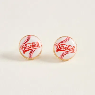 Fashnzfab Baseball Stud Earrings In Pink