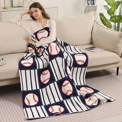 Fashnzfab Baseball Theme Patterned Reversible Throw Blanket