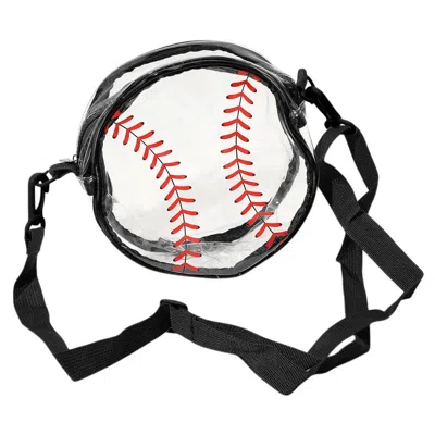 Fashnzfab Baseball Transparent Round Crossbody Bag In Black