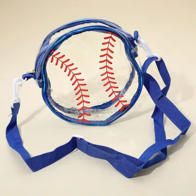 Fashnzfab Baseball Transparent Round Crossbody Bag In Blue