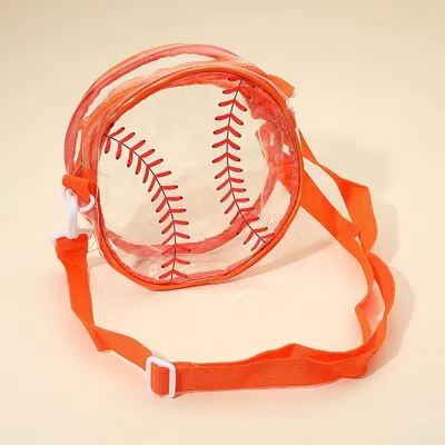 Fashnzfab Baseball Transparent Round Crossbody Bag In Orange