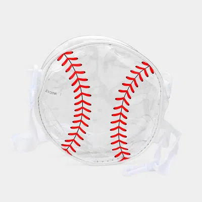 Fashnzfab Baseball Transparent Round Crossbody Bag In White