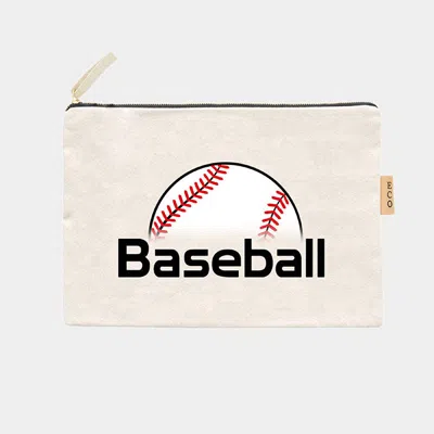 Fashnzfab 'baseball'cotton Canvas Eco Pouch Bag In Multi