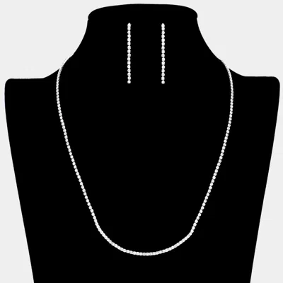 Fashnzfab Basic Rhinestone Necklace In Black