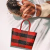 Fashnzfab Basket Weave Checkered Hand Bag / Tote Bag In Multi