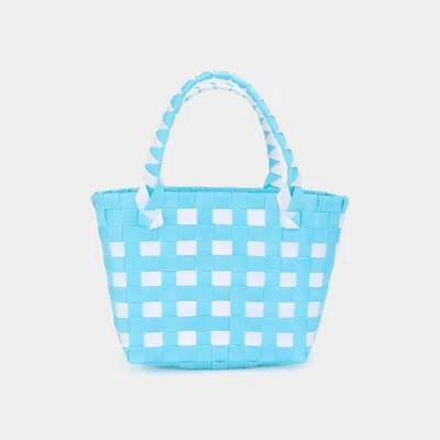 Fashnzfab Basket Weave Mini Micro Tote Bag In Blue